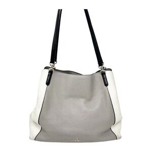 Kate Spade Off White, Black & Grey, Pebbled Leather Satchel Double Handle